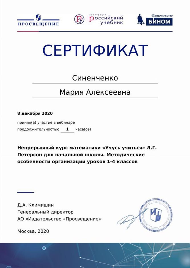 2020-2021 Синенченко М.А. (сертификат Просвещение)